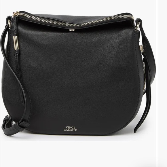 EUC Black Vince Camuto Kenzy Leather Crossbody Bag w/dust bag & card - Picture 7 of 16